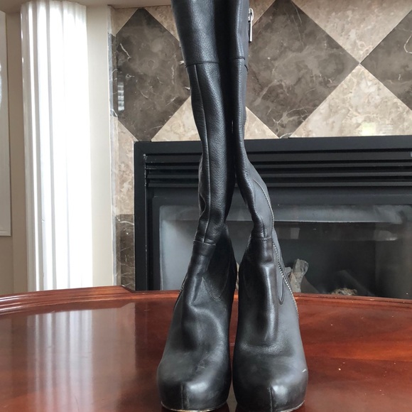 Aldo Genuine Leather Mid Calve Heeled Boots - Picture 2 of 5